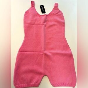 PrettyLittleThing Baby Pink Soft Knit Sexy Romper Playsuit Sz SNew with Tags